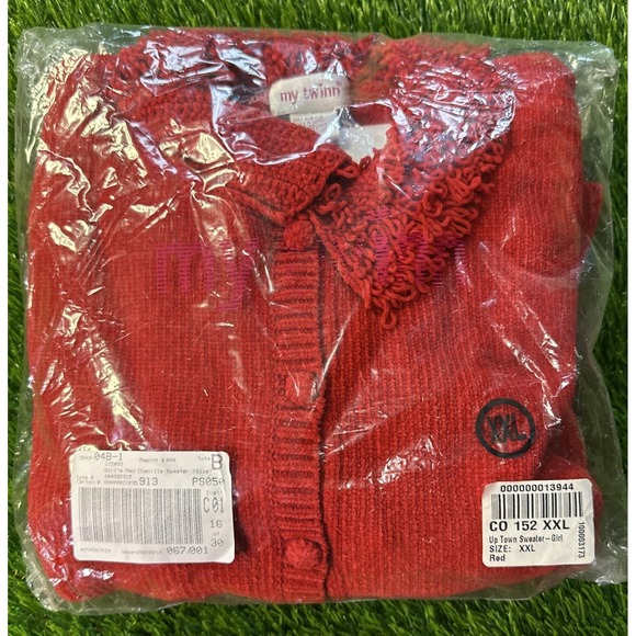 Other - My Twinn Girl Sized XXL Up Town Red Chenille Knit Fringe‎ Sweater NEW